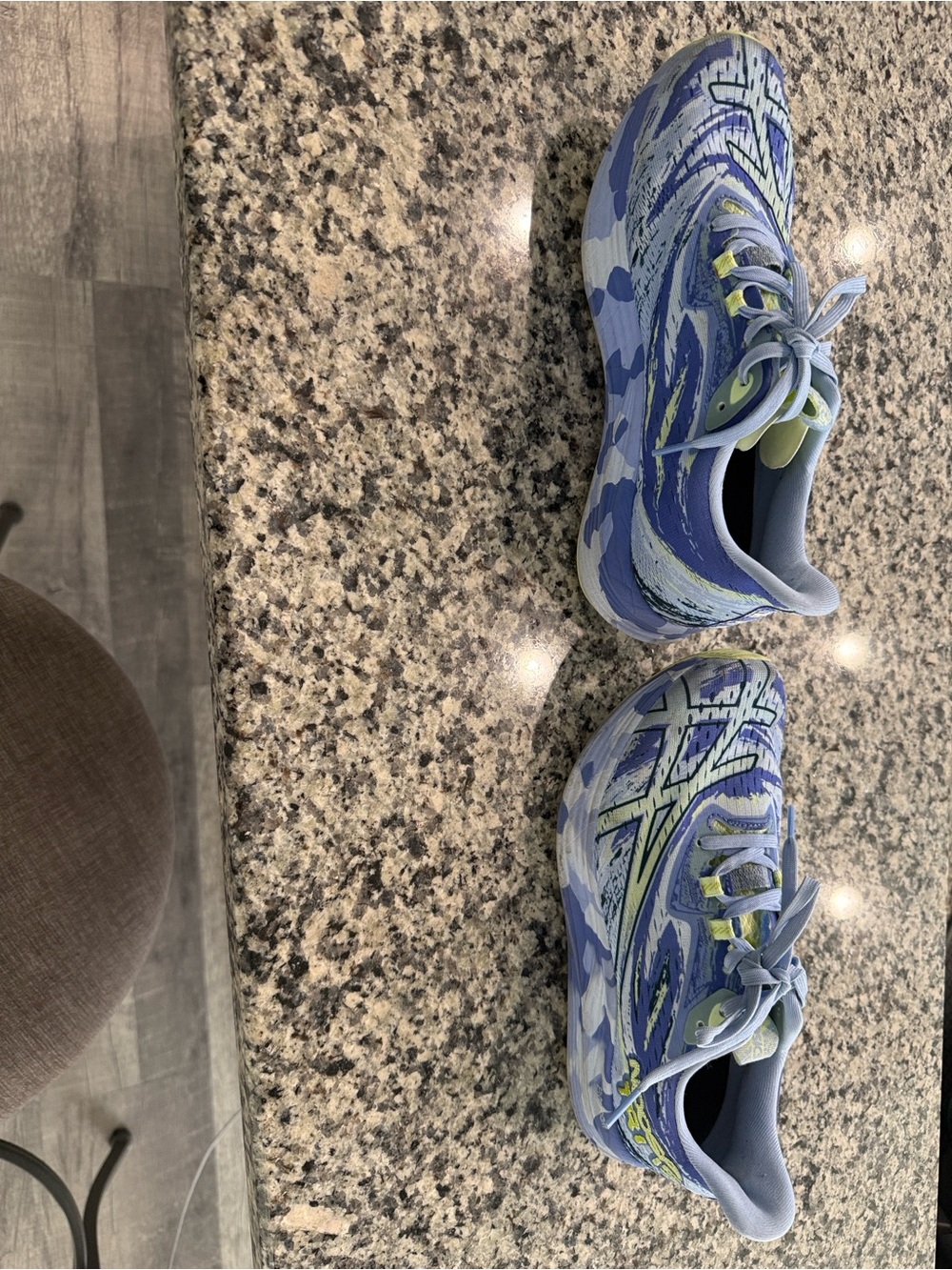 ASICS Women’s Light Blue and Lime Green Camouflage Sneakers